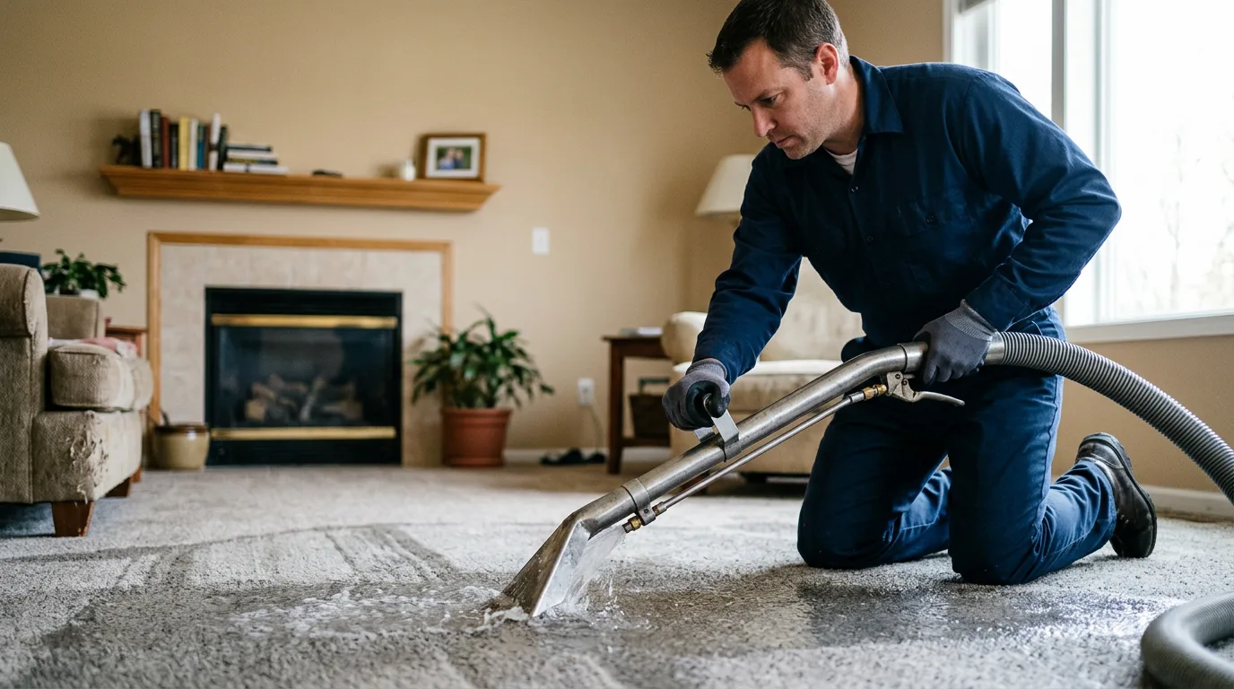 Water damage restoration technician working near Pinsonfork, KY